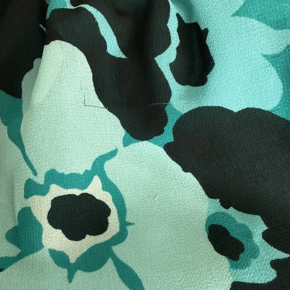 Michael Kors Y2K Blue Ruched Top M Long Sleeve Floral Fairy Boho Festival